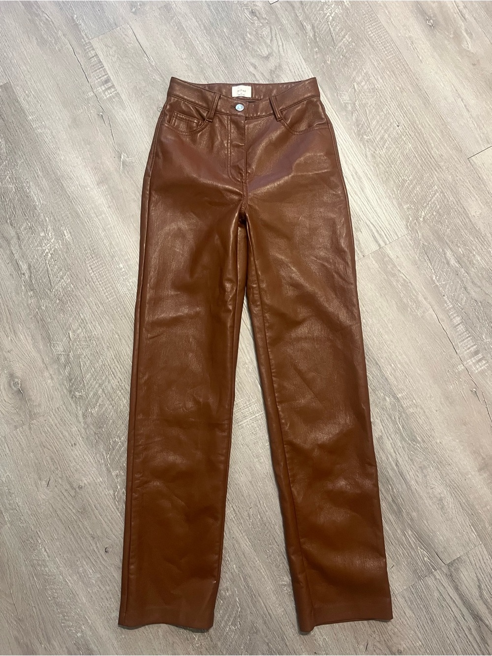 Wilfred Brown Faux Leather Straight-Leg Jeans